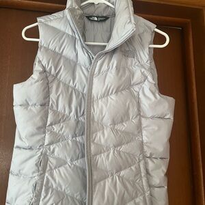 The North Face Light Gray/Silver Puffer Vest